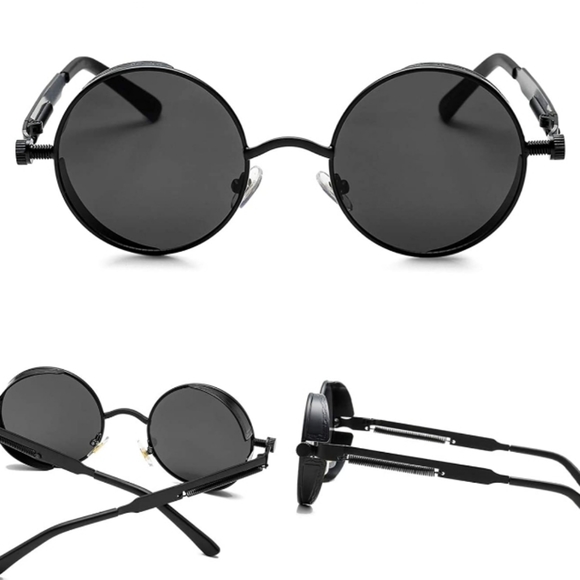 Vintage retro Round Steampunk Sunglasses Women Men - Picture 8 of 8